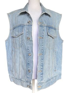 NWT! SLVRLAKE Light Blue Denim Oversized Vest Size M